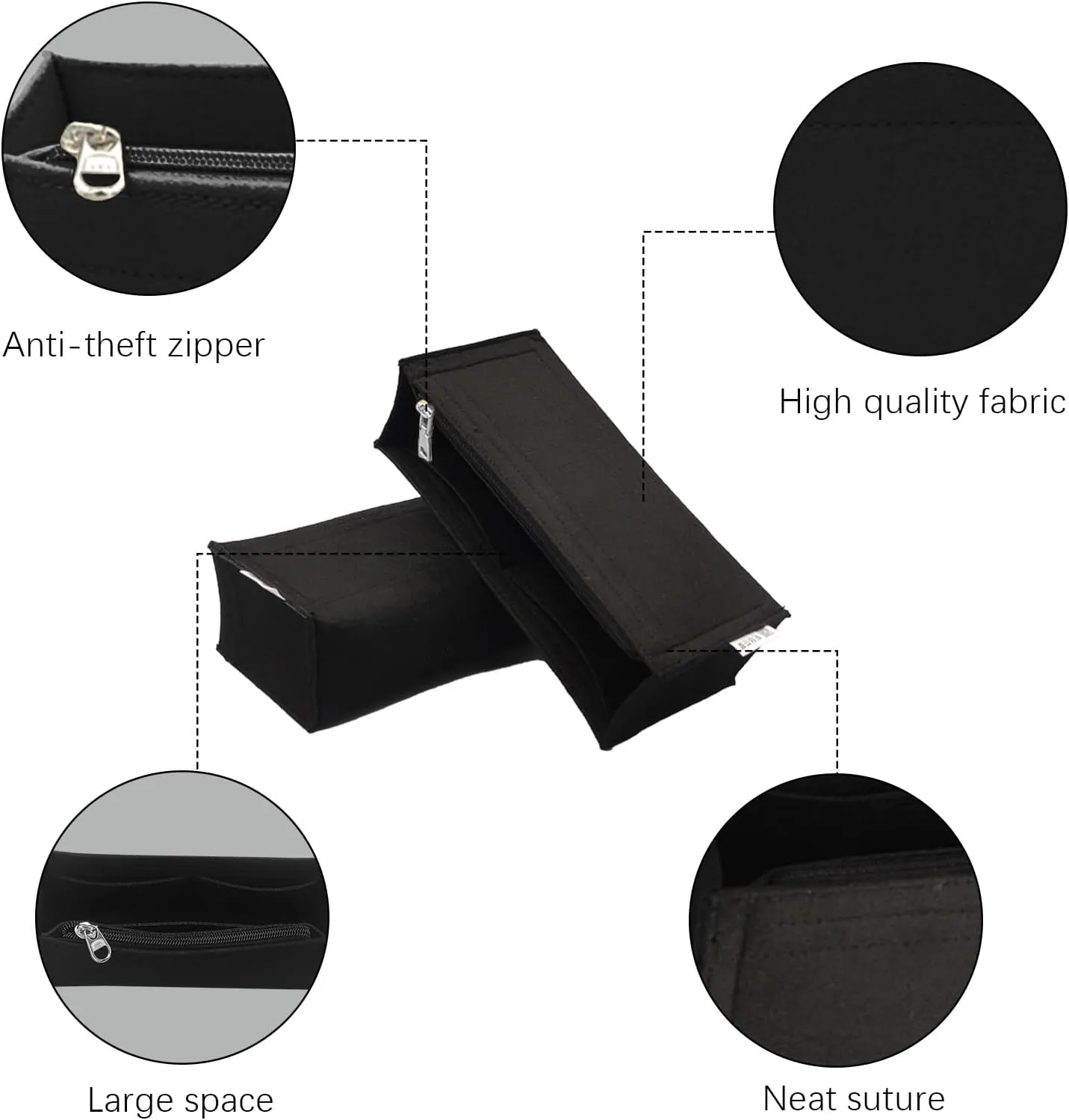 Lckaey Purse Organizer insert for Chanel leboy Handbags Felt organizer insert Bag in Bag Y094black-S