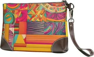 Leather Clutch Bag Funny Print Elegant Versatile Large Wallet Purse, Gifts for Women (African National Patterns)