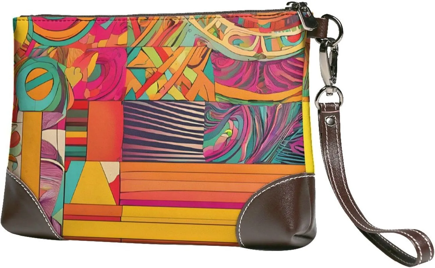Leather Clutch Bag Funny Print Elegant Versatile Large Wallet Purse, Gifts for Women (African National Patterns)
