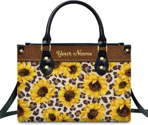 Leather Handbag for Women, Fashion Casual Sunflower Crossbody Bag for Women Ladies Gift for Work Business Travel Shopping