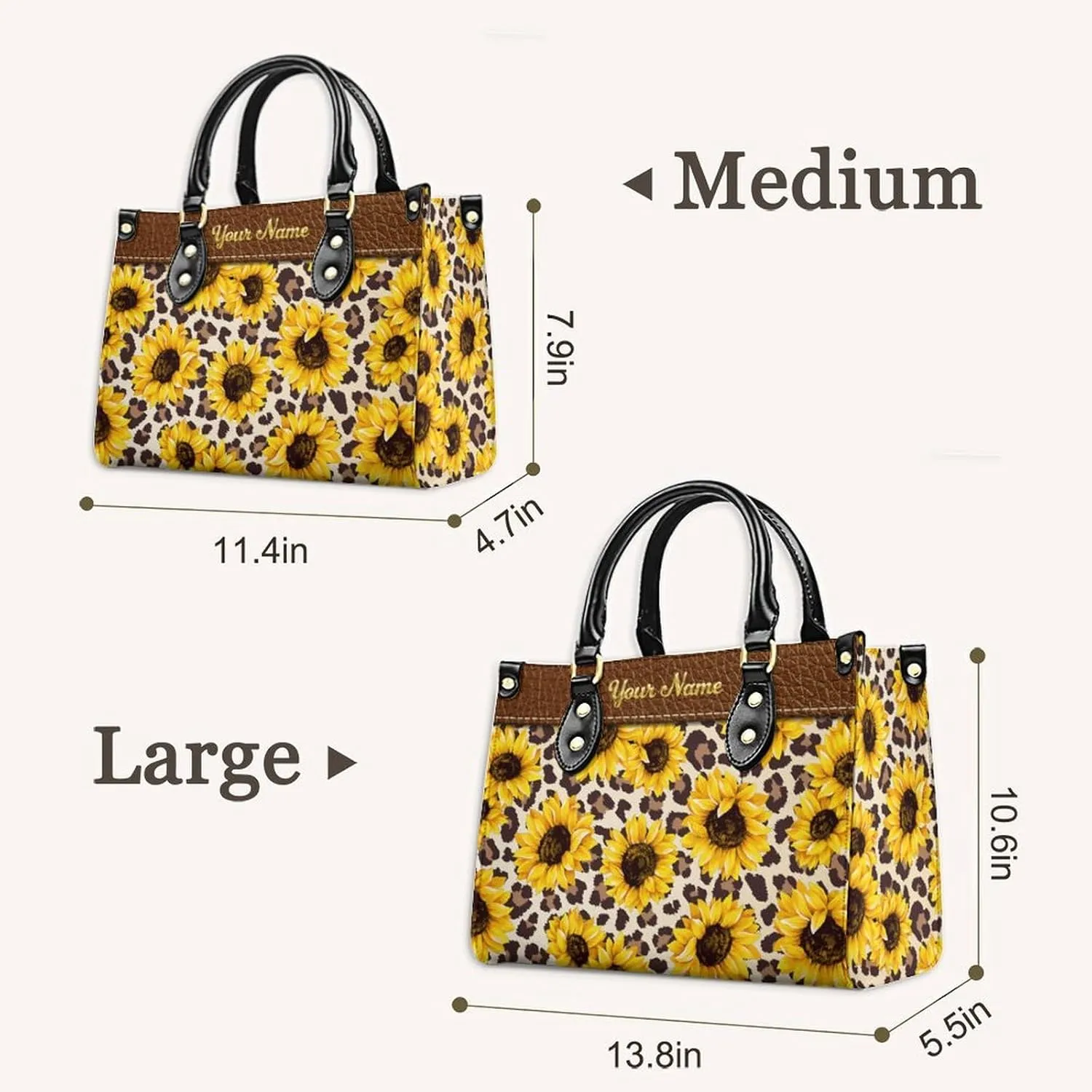 Leather Handbag for Women, Fashion Casual Sunflower Crossbody Bag for Women Ladies Gift for Work Business Travel Shopping