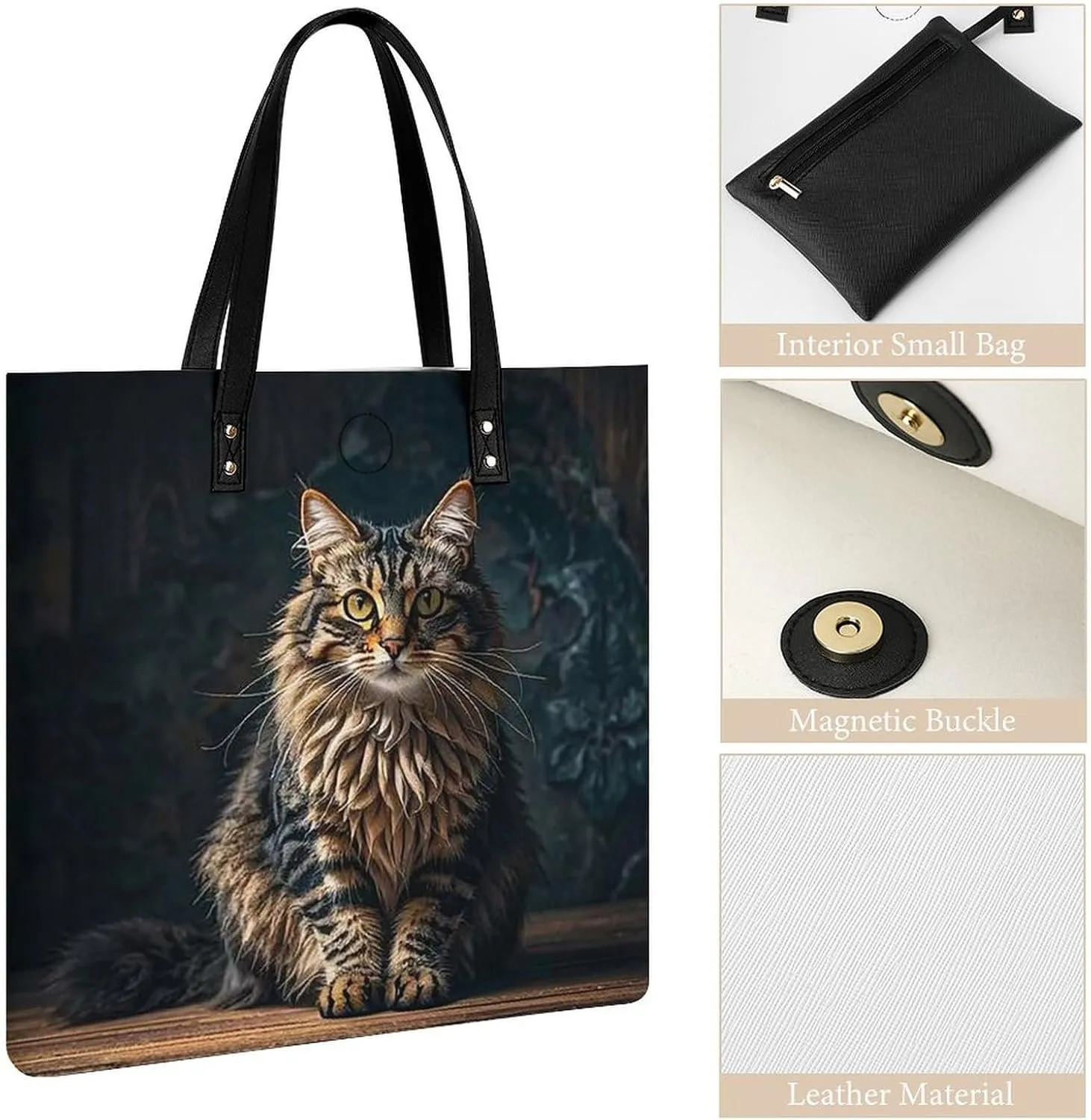 Leather Handbag for Women Tote Bag with Magnetic Buckle Flower Crossbody Bag Shoulder Bags