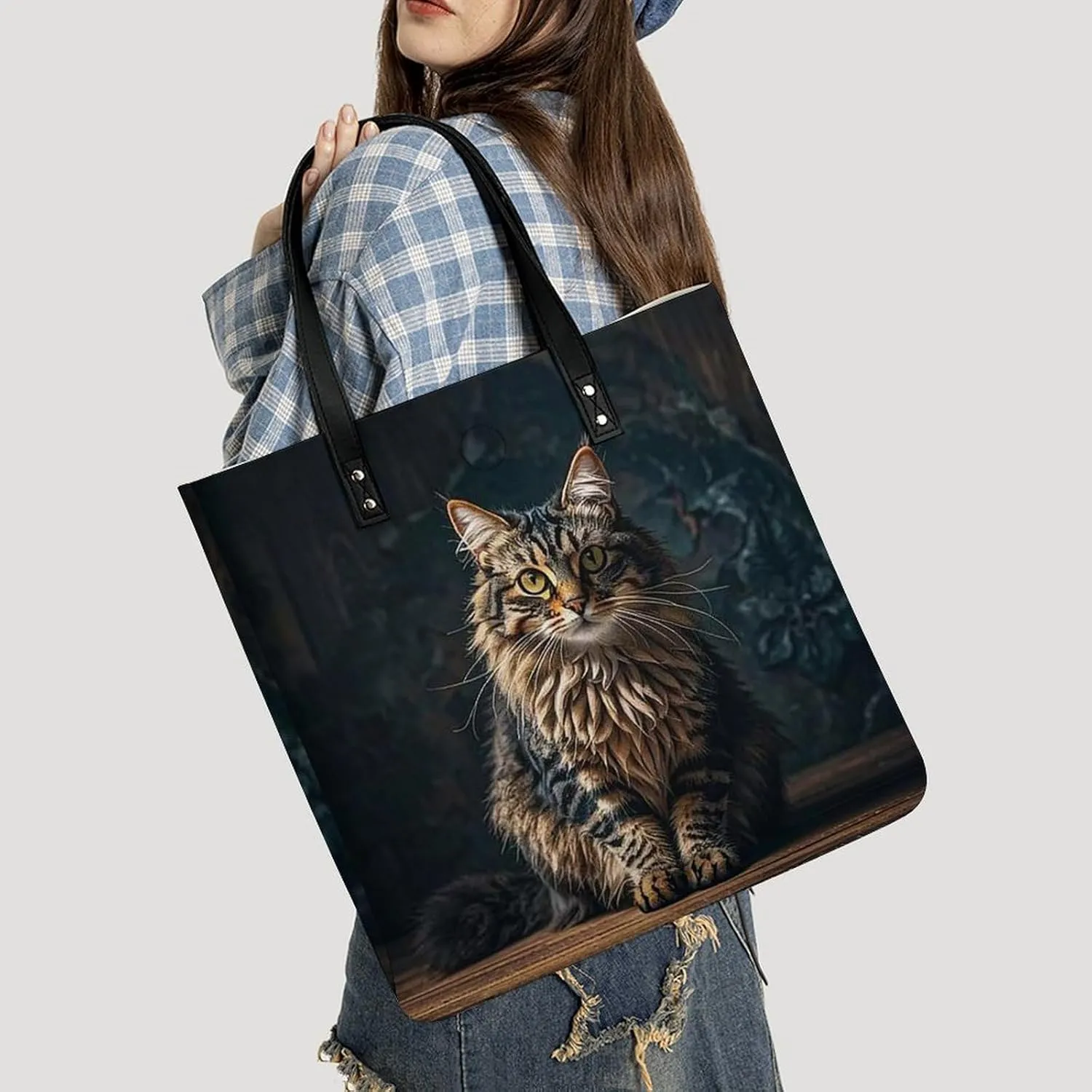 Leather Handbag for Women Tote Bag with Magnetic Buckle Flower Crossbody Bag Shoulder Bags