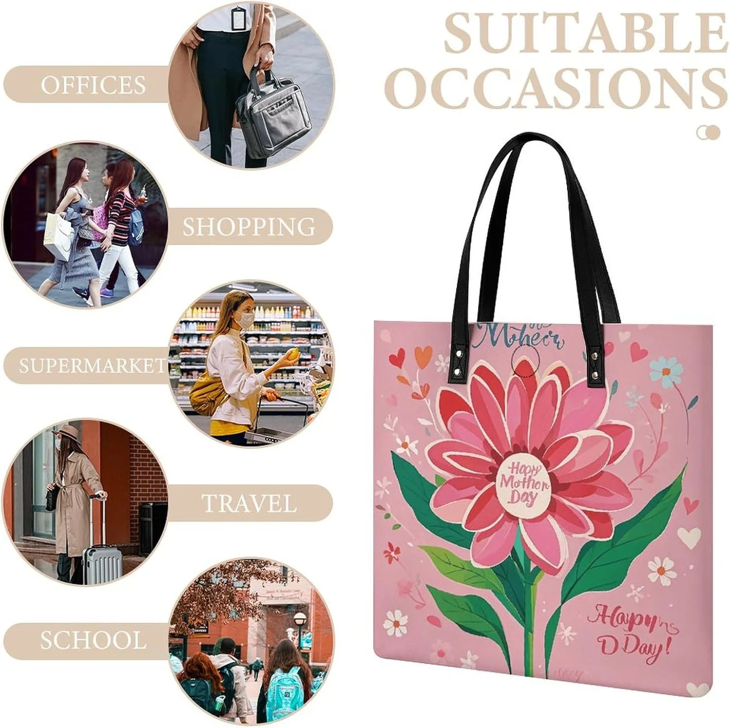 Leather Handbag for Women Tote Bag with Magnetic Buckle Vintage Octopus Crossbody Bag Shoulder Bags