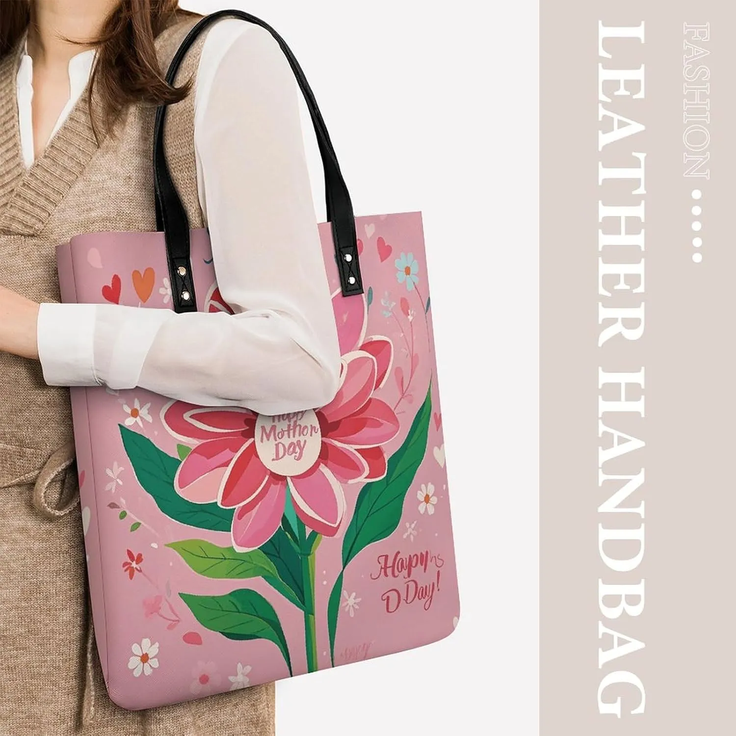 Leather Handbag for Women Tote Bag with Magnetic Buckle Vintage Octopus Crossbody Bag Shoulder Bags
