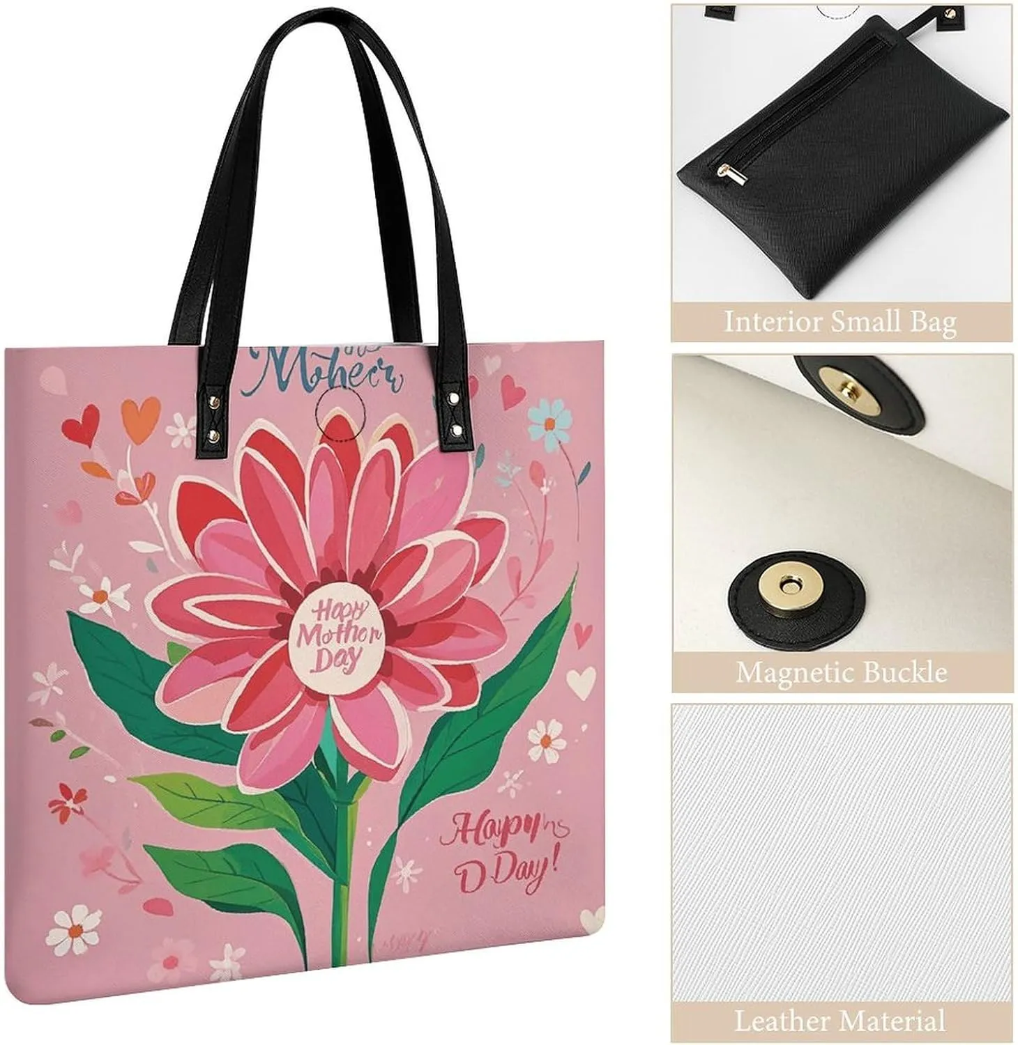 Leather Handbag for Women Tote Bag with Magnetic Buckle Vintage Octopus Crossbody Bag Shoulder Bags