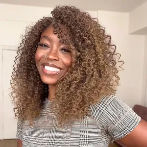 Leeven 8 Inch Pre Looped Micro Kinky Curly 8 packs Curly Crochet Hair for Women Wavy Beach Curly Crochet Hair Water Wave Crotchet Hair Synthetic Yanky Twist Hair Extensions(T/33/27#)
