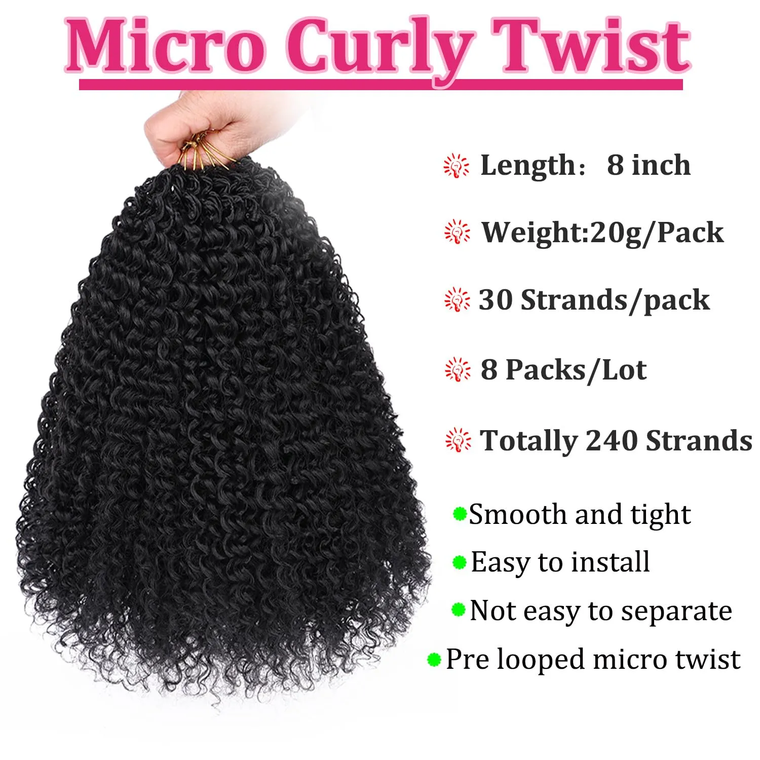 Leeven Pre Looped Micro Kinky Curly 12 Inch 8 Packs Curly Crochet Hair for Women Curls Braiding Hair For Yanky Twist (T27#)