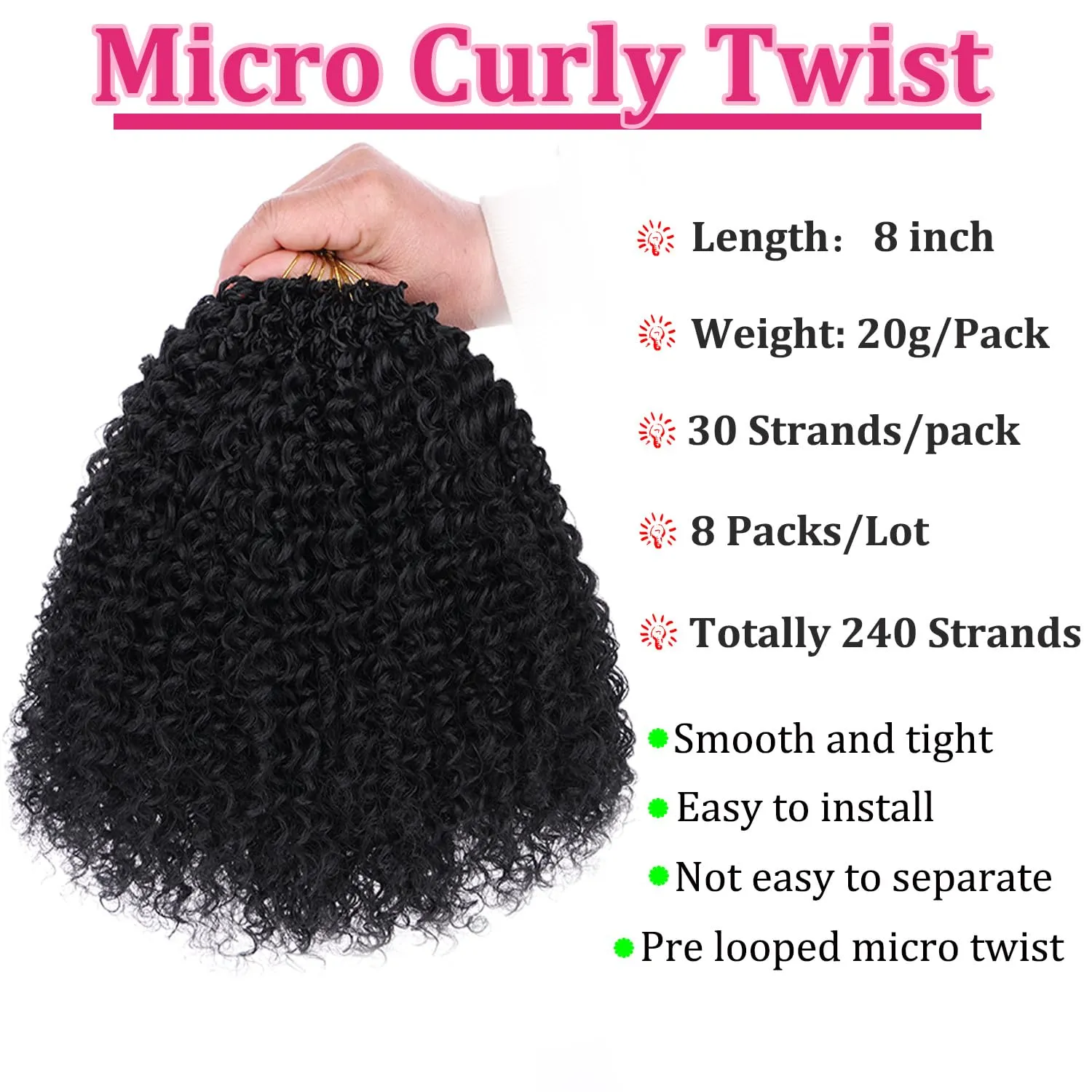Leeven Pre Looped Micro Kinky Curly crochet Hair 8 Inch 8 Packs Wavy Beach Curly Crochet Hair Synthetic Micro Yanky Curly Twist Hair Extensions(T27/613#)