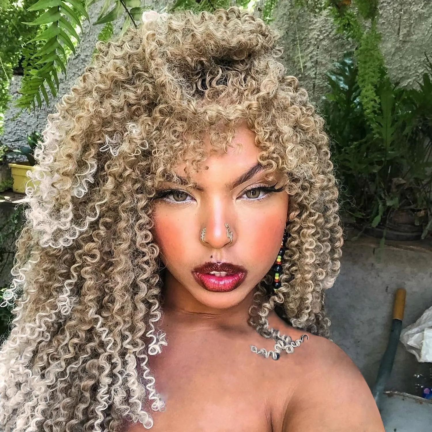 Leeven Pre Looped Micro Kinky Curly crochet Hair 8 Inch 8 Packs Wavy Beach Curly Crochet Hair Synthetic Micro Yanky Curly Twist Hair Extensions(T27/613#)