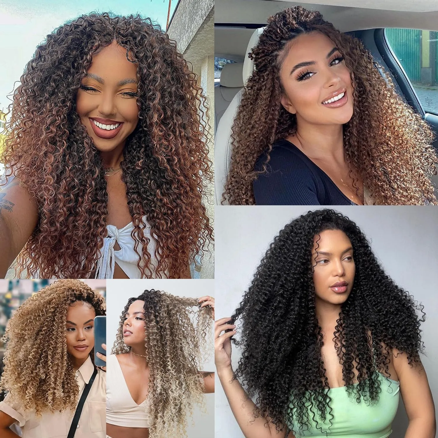 Leeven Pre Looped Micro Twist Kinky Curly 12 Inch Crochet Hair for Yanky Twist - 8 Packs Synthetic Curly Braiding Hair Extensions (T/33/27#)
