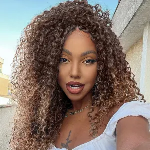 Leeven Pre Looped Micro Twist Kinky Curly 12 Inch Crochet Hair for Yanky Twist - 8 Packs Synthetic Curly Braiding Hair Extensions (T/33/27#)