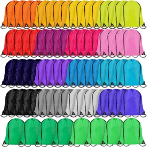 LEIFIDE 200 Pcs Drawstring Bags Bulk, Drawstring Backpack Bulk, Nylon Draw String Pack Sport String Bag, for Homeless Care(Multicolor)