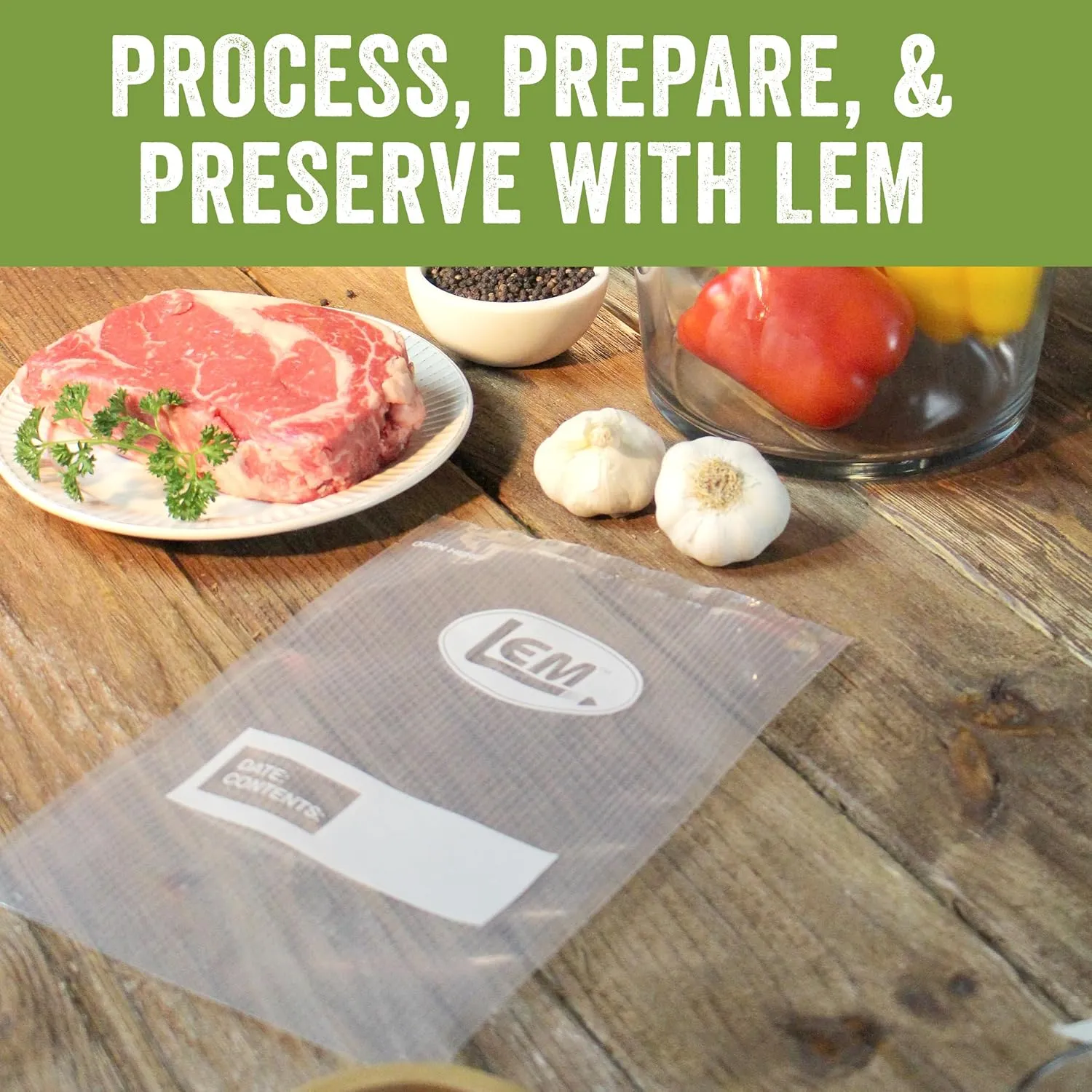 LEM Products MaxVac Quart Vacuum Sealer Bags, 8 x 12 Inches, Compatible with Major Vacuum Sealer Brands, 100 Count