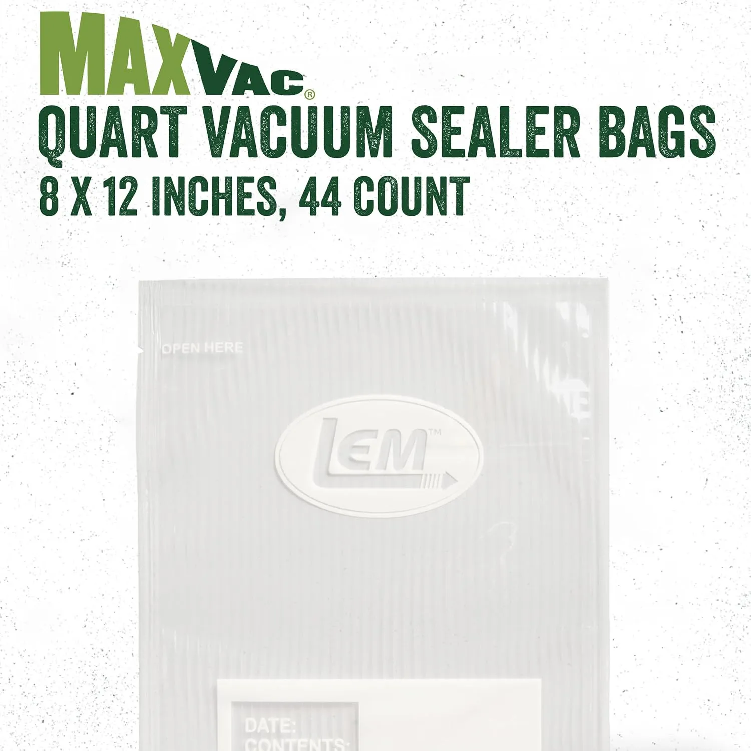 LEM Products MaxVac Quart Vacuum Sealer Bags, 8 x 12 Inches, Compatible with Major Vacuum Sealer Brands, 100 Count