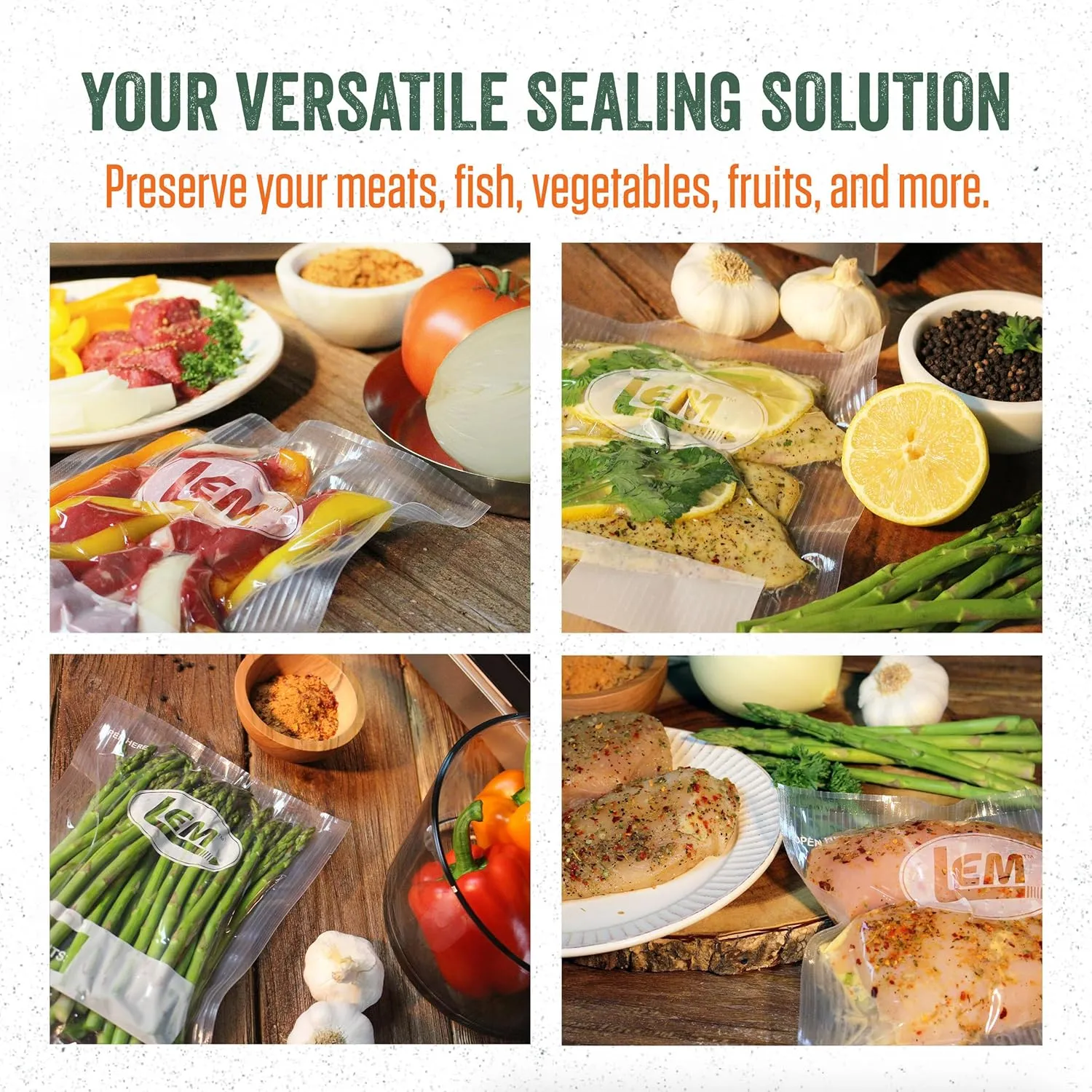 LEM Products MaxVac Quart Vacuum Sealer Bags, 8 x 12 Inches, Compatible with Major Vacuum Sealer Brands, 100 Count