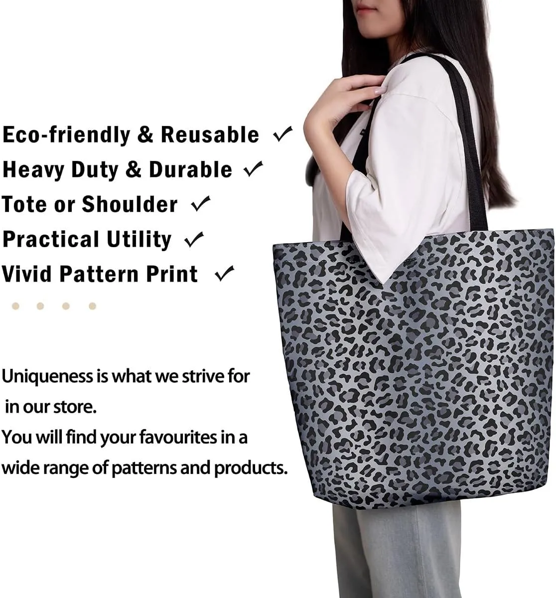 Leopard Print Canvas Tote Bag for Women Wild Animal Cheetah Print Aesthetic Shoulder Handbags for Shopping Gym