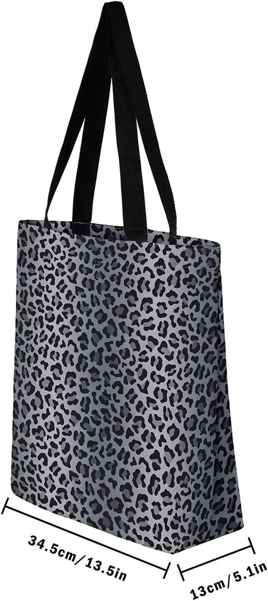 Leopard Print Canvas Tote Bag for Women Wild Animal Cheetah Print Aesthetic Shoulder Handbags for Shopping Gym