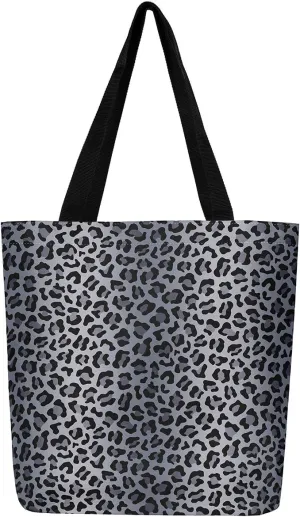 Leopard Print Canvas Tote Bag for Women Wild Animal Cheetah Print Aesthetic Shoulder Handbags for Shopping Gym