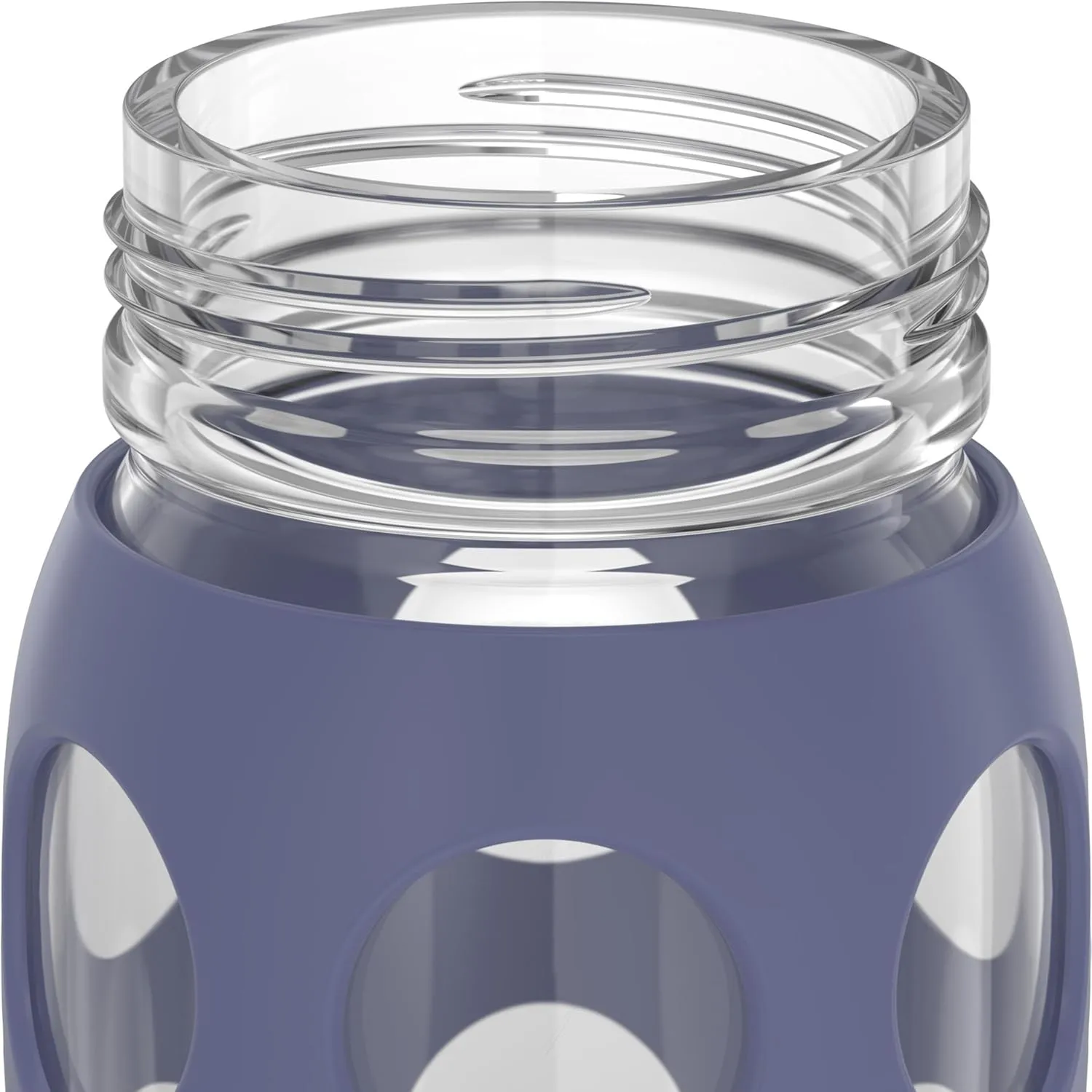 Lifefactory 22-Ounce Glass Water Bottle with Pivot Straw Cap and Protective Silicone Sleeve, Dusty Purple
