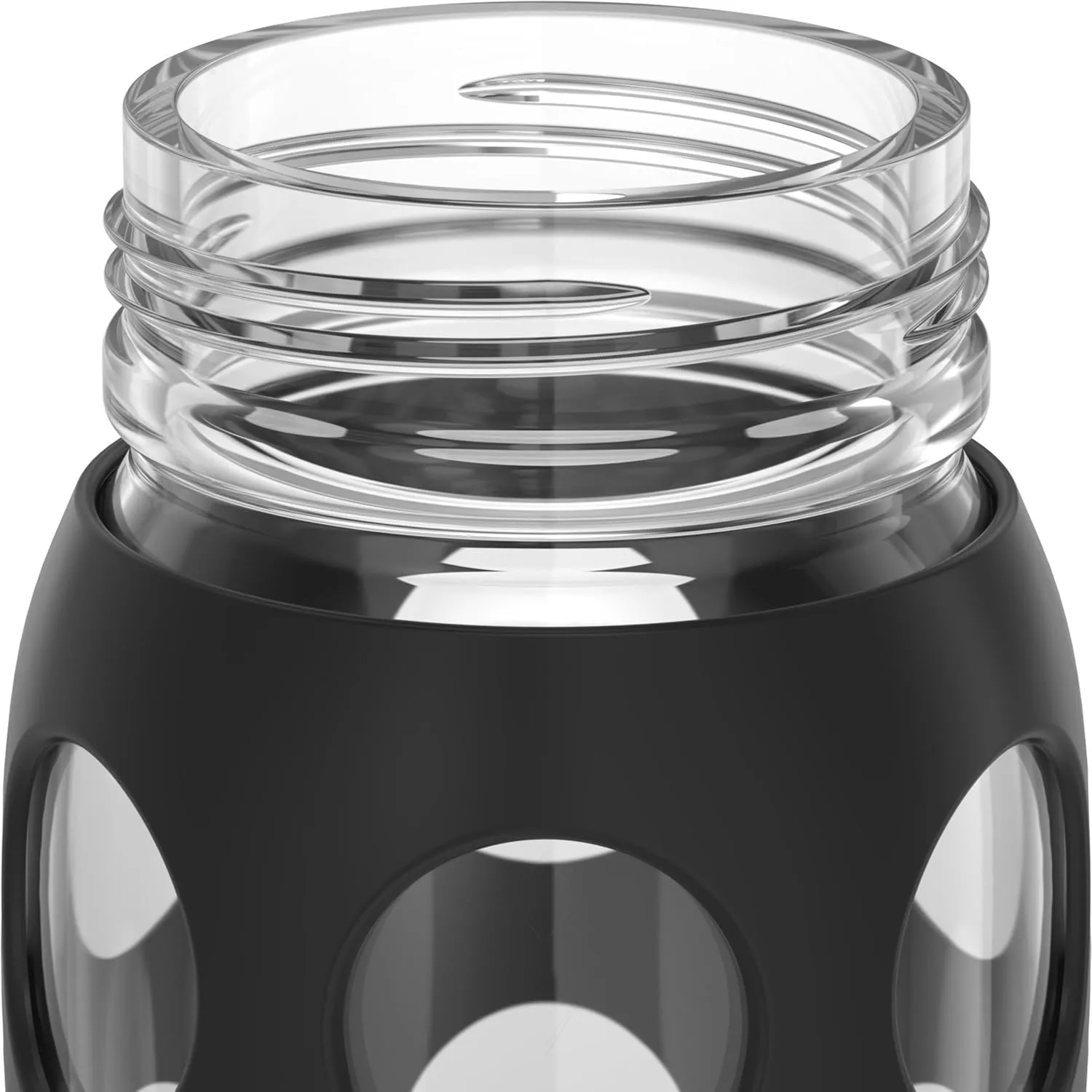 Lifefactory 22-Ounce Glass Water Bottle with Pivot Straw Cap and Protective Silicone Sleeve, Onyx