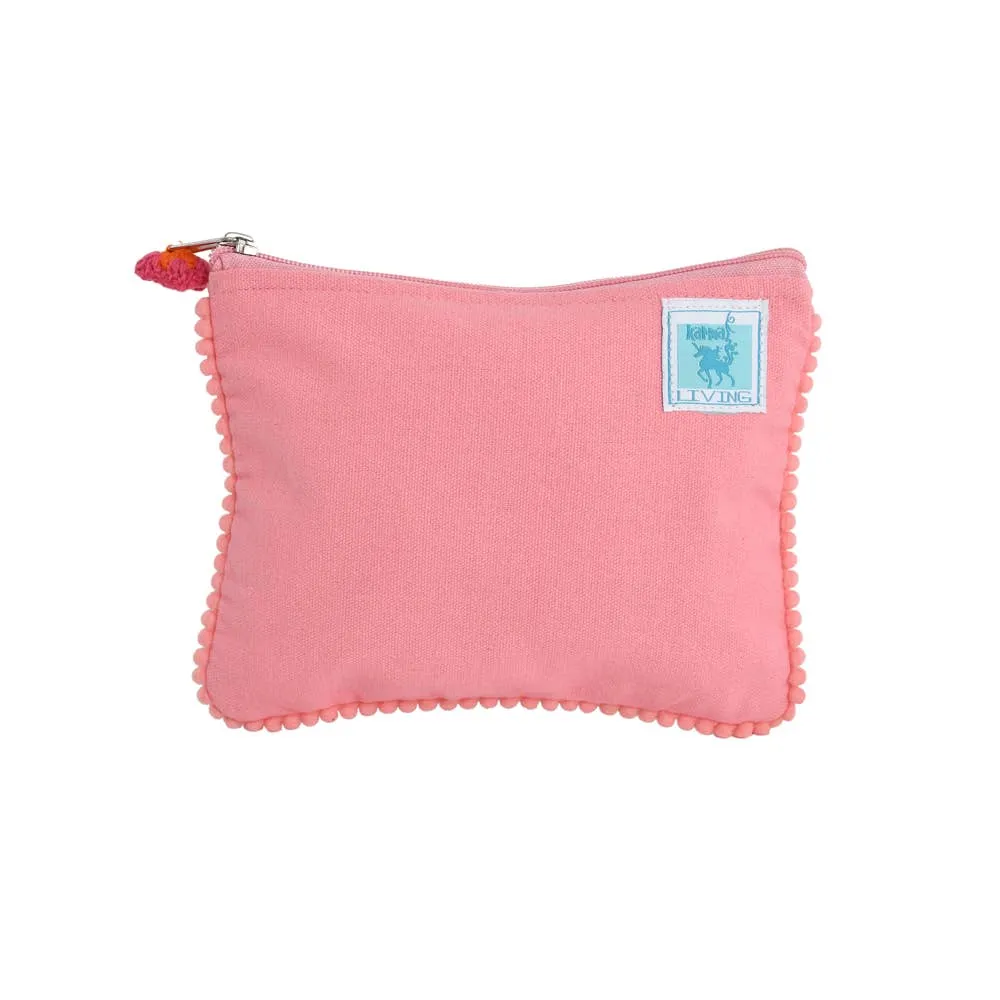 Little Hearts Embroidered Velvet Zipper Pouch