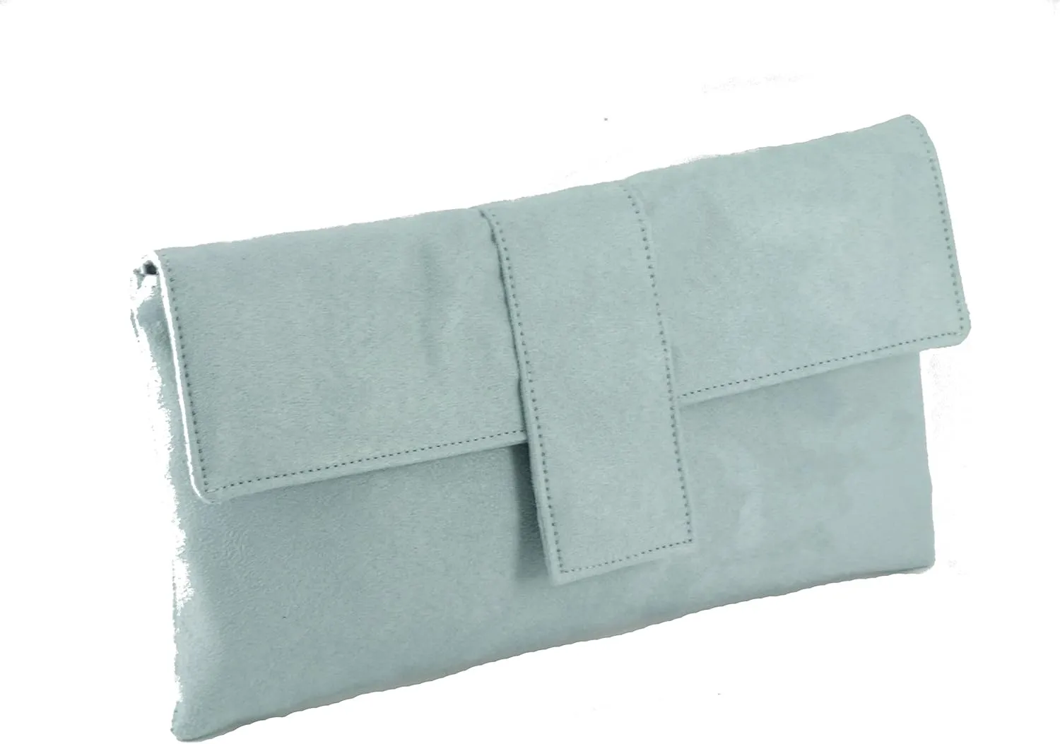 LONI Womens Elegant Faux Suede Clutch Bag/Shoulder Bag Occasion Wedding Party Prom Bag
