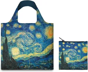 LOQI Museum Vincent Van Gogh's The Starry Night Reusable Shopping Bag, Multicolored