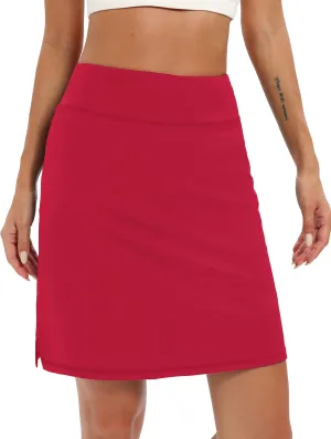 LouKeith 19" Knee Length Skorts Skirts for Women Tennis Skirts Athletic Golf Skorts Casual Workout Skirt with Shorts Pockets