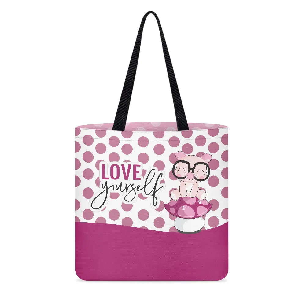 Love Yourself Cute Polka Dot Cloth Tote Bag