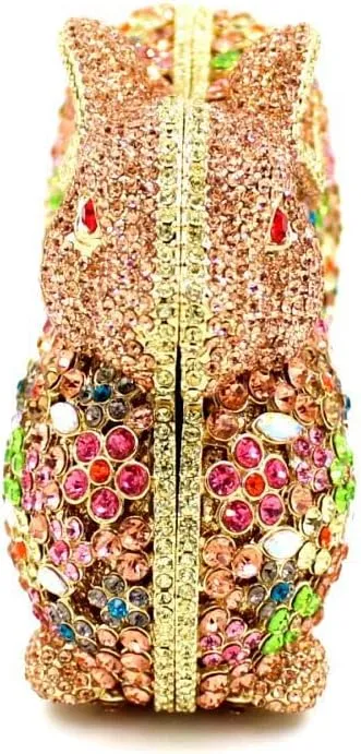 Lovely Rabbit Rhinestone Handbags Bling Animal Crystal Clutch Purse Wedding Cocktail Party Evening Bags for Women