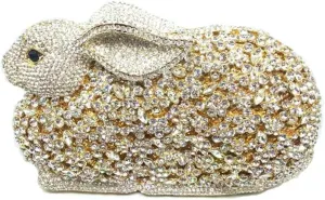 Lovely Rabbit Rhinestone Handbags Bling Animal Crystal Clutch Purse Wedding Cocktail Party Evening Bags for Women