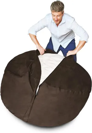 Lumaland Luxury Microsuede Outer Cover for Bean Bags Machine Washable 4-Foot Bean Bag Cover with Inlay in Brown Cover and Inlay ONLY