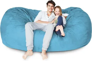 Lumaland Luxury Microsuede Outer Cover for Bean Bags Machine Washable 7-Foot Bean Bag Cover with Inlay in Light Blue Cover and Inlay ONLY