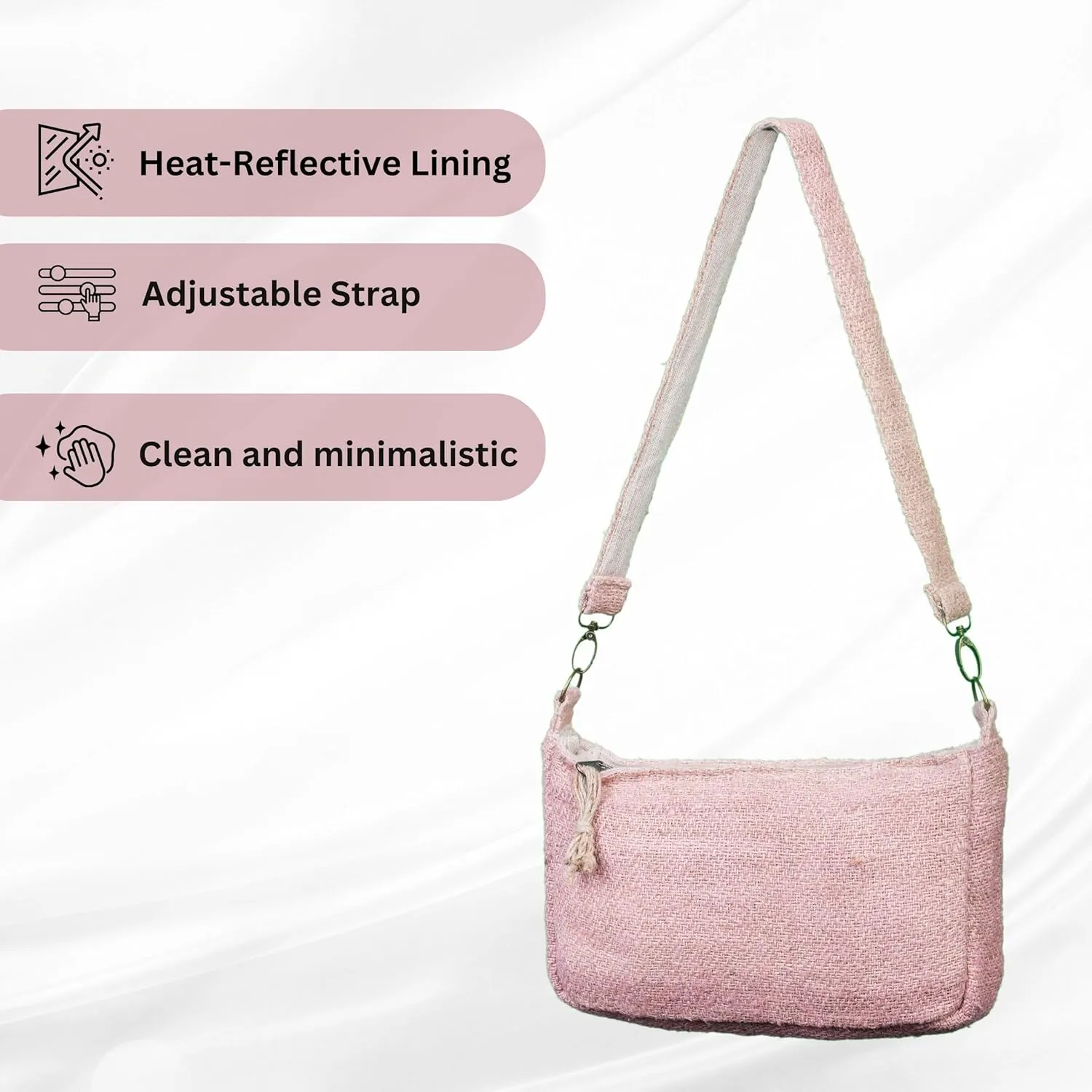 Luna Hemp Shoulder Bag with Adjustable & Detachable Strap | Eco-Friendly Sling Bag with Premium Zipper Closure