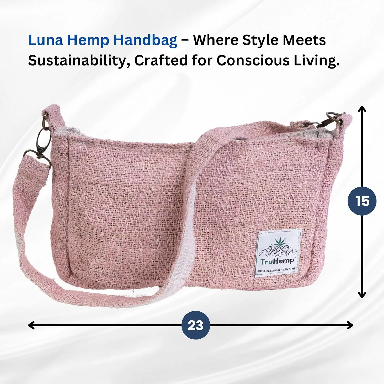 Luna Hemp Shoulder Bag with Adjustable & Detachable Strap | Eco-Friendly Sling Bag with Premium Zipper Closure