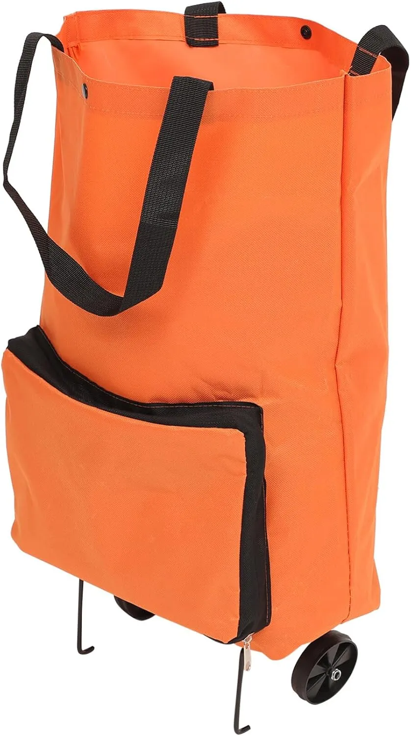 Luxshiny Collapsible Trolley, Folding Shopping Bag with Wheels Foldable Shopping Cart Reusable Shopping Bags Grocery Bags