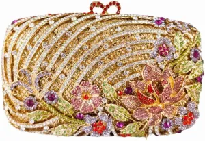 Luxury Crystal Clutch Purse for Women Rhinestone Handbag Formal Party Evening Bag Sparkly Bridal Flower Purse