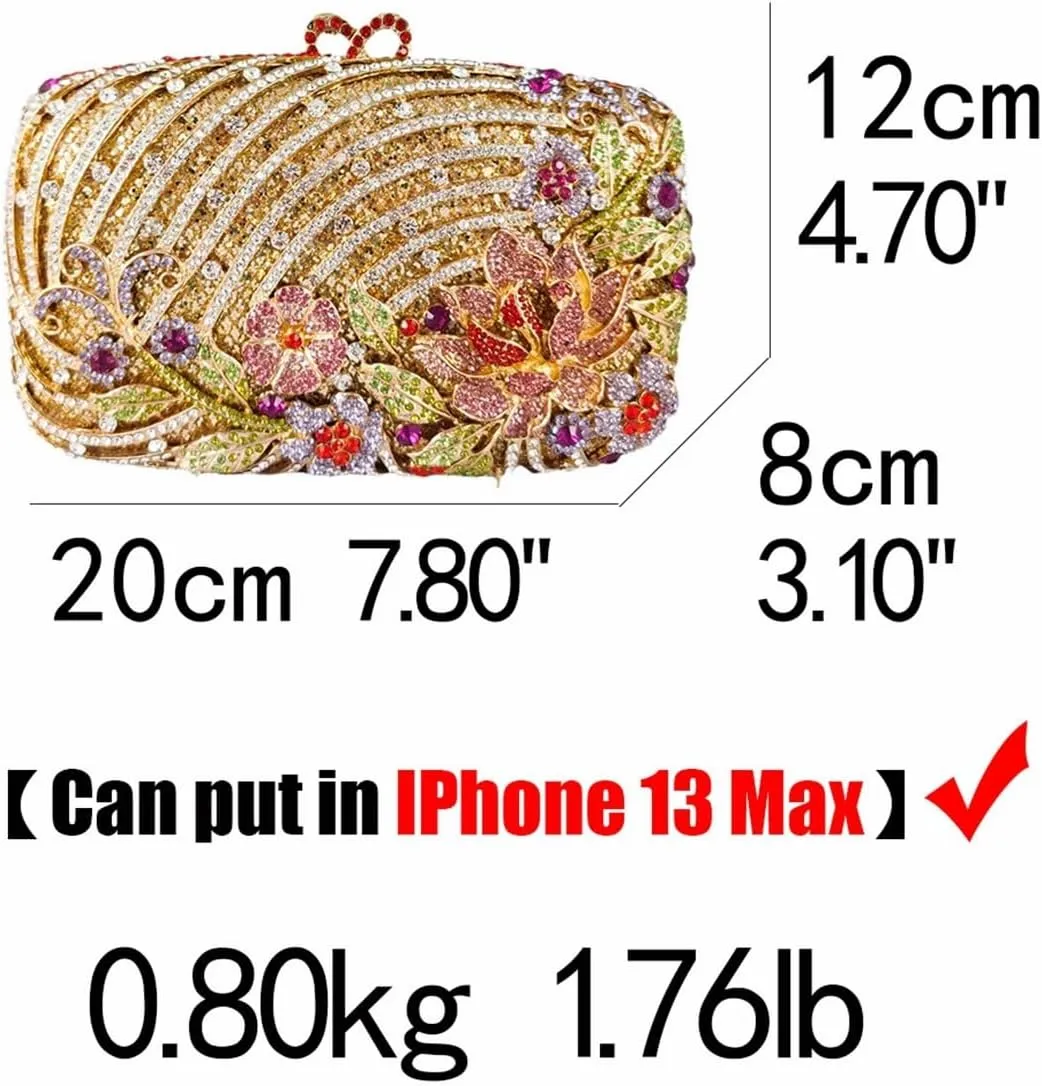 Luxury Crystal Clutch Purse for Women Rhinestone Handbag Formal Party Evening Bag Sparkly Bridal Flower Purse