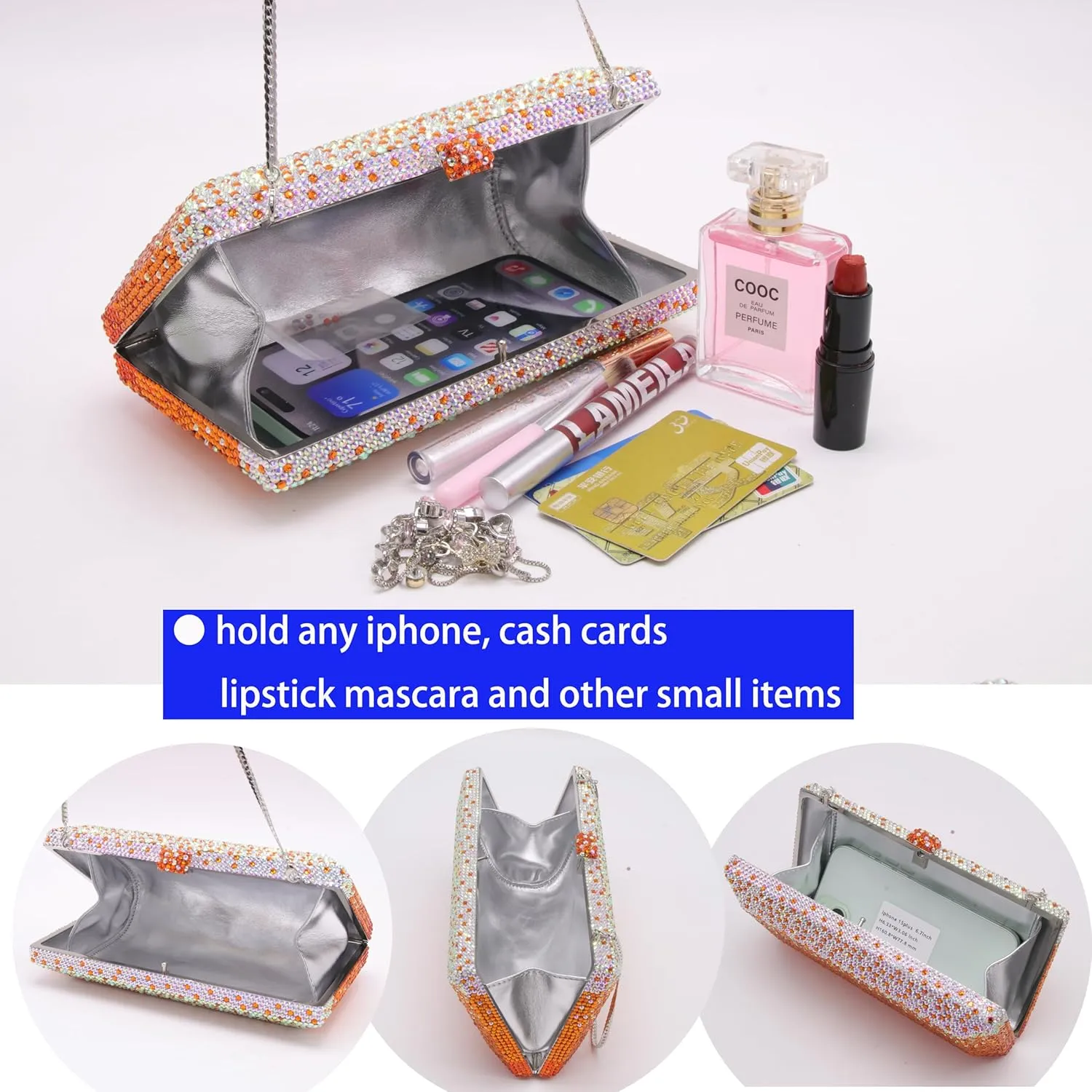 Luxury Crystal Clutch Purses for women Rhinestone Bride Wedding Party Evening Bag AB Stone Box Handbag for Prom Birthday