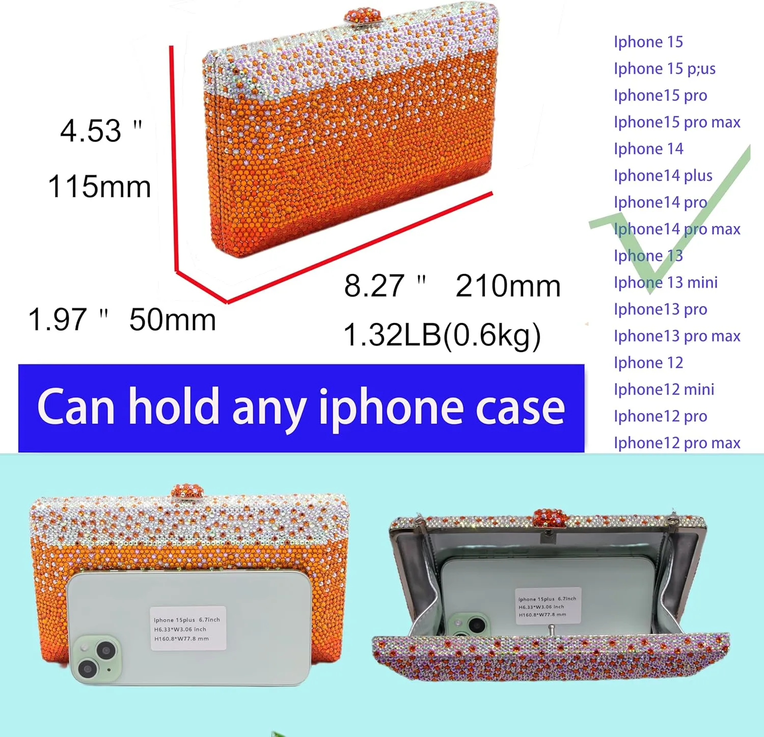 Luxury Crystal Clutch Purses for women Rhinestone Bride Wedding Party Evening Bag AB Stone Box Handbag for Prom Birthday