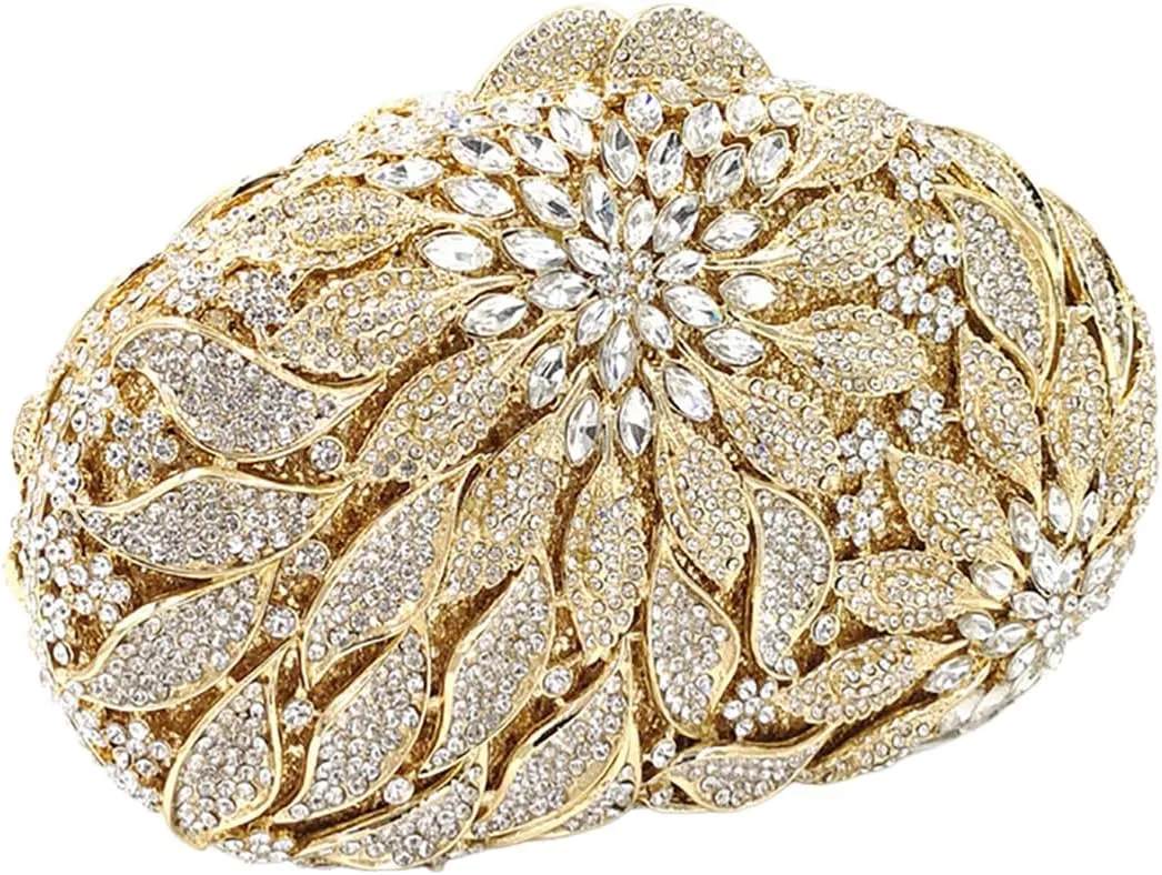 Luxury Flower Evening Clutch Bags Dazzling Rhinestone Clutch Purse for Women Crystal Wedding Party Handbags
