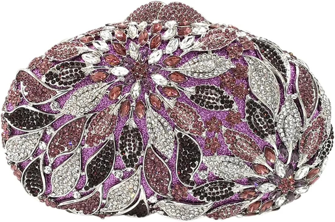 Luxury Flower Evening Clutch Bags Dazzling Rhinestone Clutch Purse for Women Crystal Wedding Party Handbags