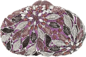 Luxury Flower Evening Clutch Bags Dazzling Rhinestone Clutch Purse for Women Crystal Wedding Party Handbags