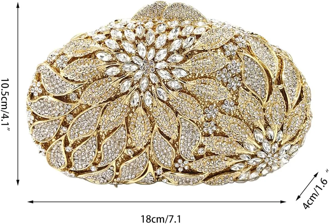 Luxury Flower Evening Clutch Bags Dazzling Rhinestone Clutch Purse for Women Crystal Wedding Party Handbags