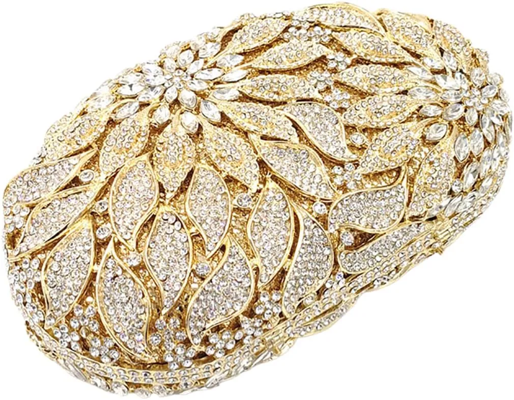 Luxury Flower Evening Clutch Bags Dazzling Rhinestone Clutch Purse for Women Crystal Wedding Party Handbags