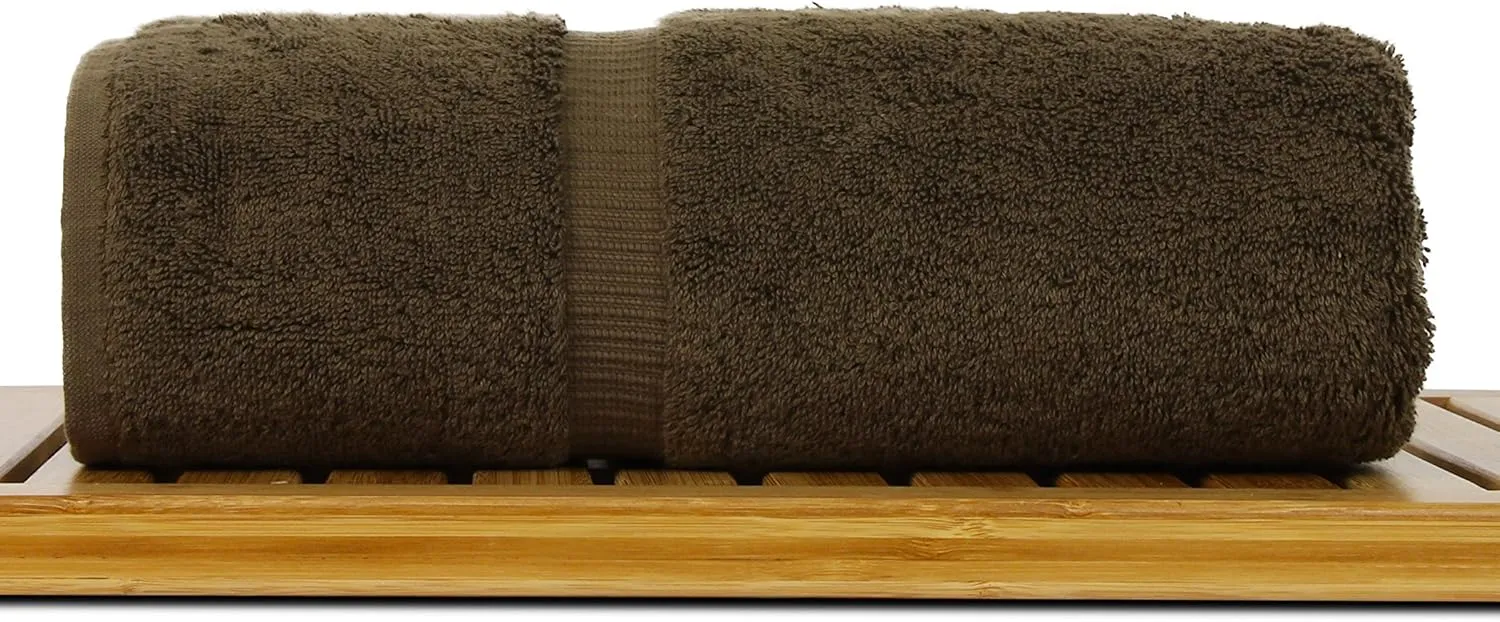 Luxury Hotel & Spa Collection Highly Absorbent, Quick Dry 100% Turkish Cotton 700 GSM, Eco Friendly Towel, for Bathroom Dobby Border Soft Bath Towel Set 27 X 54 (Cocoa, Bath Towels - Set of 2)