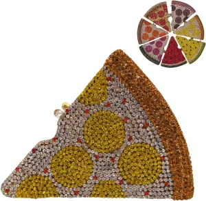 Luxury Novelty Pizza Shaped Rhinestone Evening Bag for Women Funny Pizza Crystal Clutch Purse for Party Prom