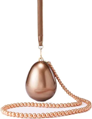Luxury Pearl Acrylic Clutch Purse Elegant Shell Design Evening Bag with Pearl Chain Strap & Leather Handle for Wedding/Party