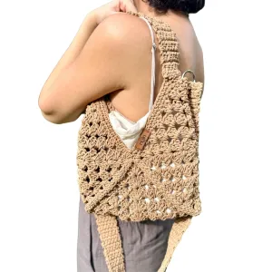 Macrame Handcrafted Crochet Cross Body Bag, Eco-Friendly Spring Bag, Summer Shoulder Bag, Crochet Beach Bag, Gift for Her